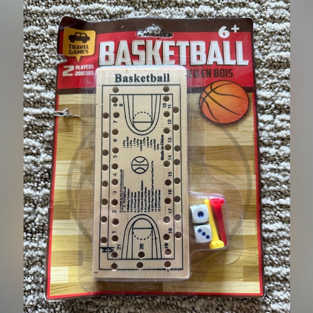 NWT Wooden Basketball Travel Game